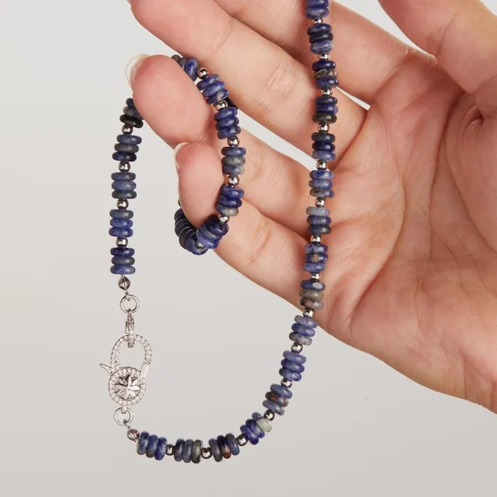 Necklaces Women Alex And Ani Sodalite Carabiner Necklace Shiny Silver