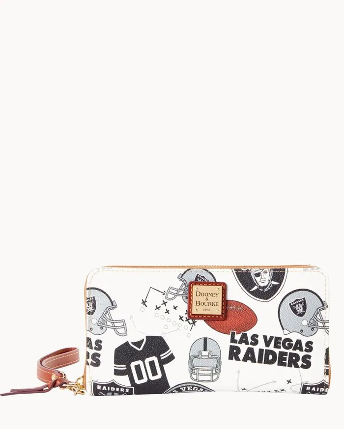 NFL Raiders Large Zip Around Wristlet Raiders Women Dooney and Bourke Wallets