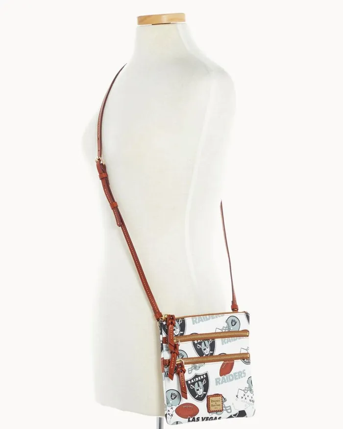 NFL Raiders North South Triple Zip Crossbody Raiders Women Dooney and Bourke Crossbodies NFL Raiders North South Triple Zip Crossbody Raiders Women Dooney and Bourke Crossbodies