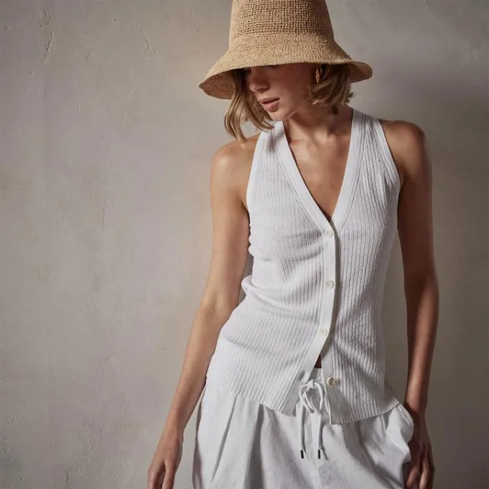 Novelty Tops Women James Perse Carmel Vest White