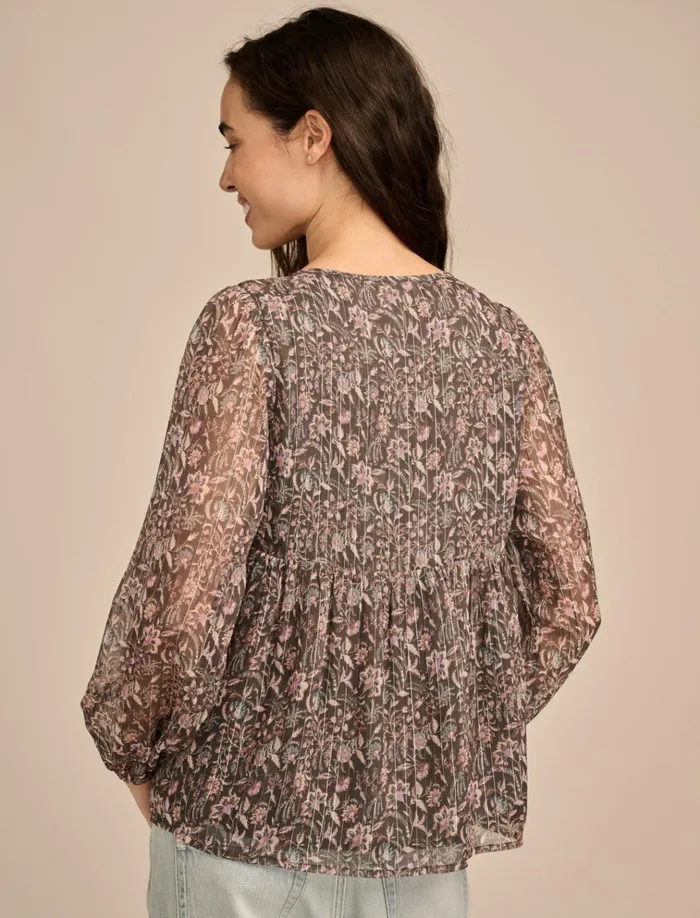 Open Neck Printed Peasant Top Raven Multi Women Lucky Brand Blouses