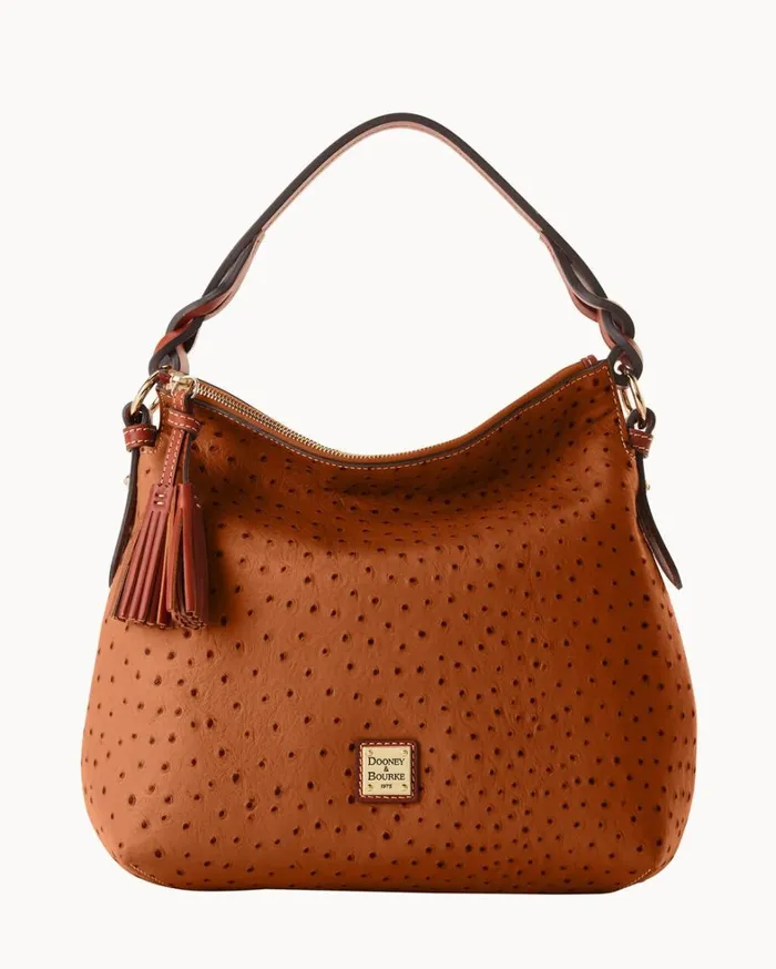 Ostrich Twist Strap Hobo Caramel Women Dooney and Bourke Shoulder Bags