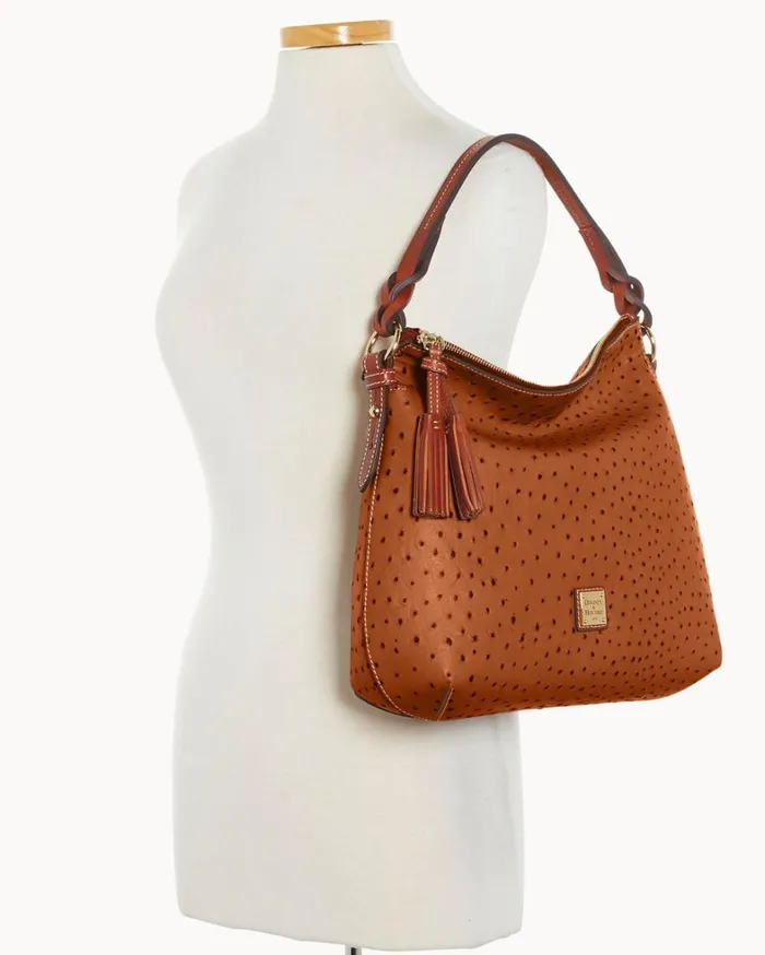 Ostrich Twist Strap Hobo Caramel Women Dooney and Bourke Shoulder Bags Ostrich Twist Strap Hobo Caramel Women Dooney and Bourke Shoulder Bags