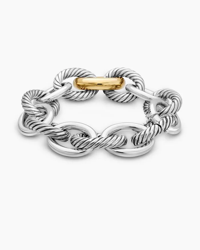Oval Link Chain Bracelet In Sterling Silver With 18K Yellow Gold 19mm Women David Yurman Chain Oval Link Chain Bracelet In Sterling Silver With 18K Yellow Gold 19mm Women David Yurman Chain