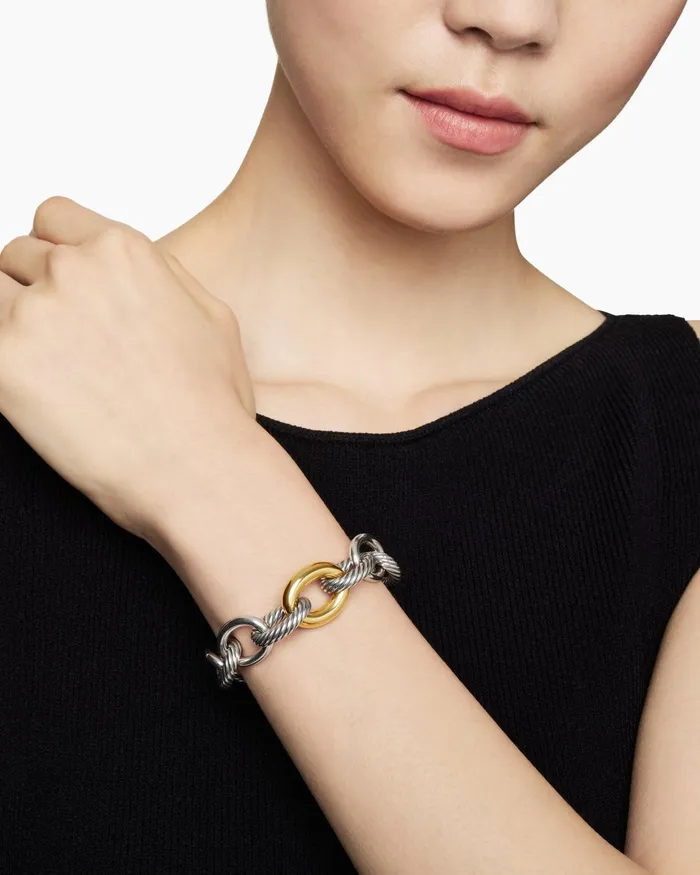 Oval Link Chain Bracelet In Sterling Silver With 18K Yellow Gold 19mm Women David Yurman Chain Oval Link Chain Bracelet In Sterling Silver With 18K Yellow Gold 19mm Women David Yurman Chain