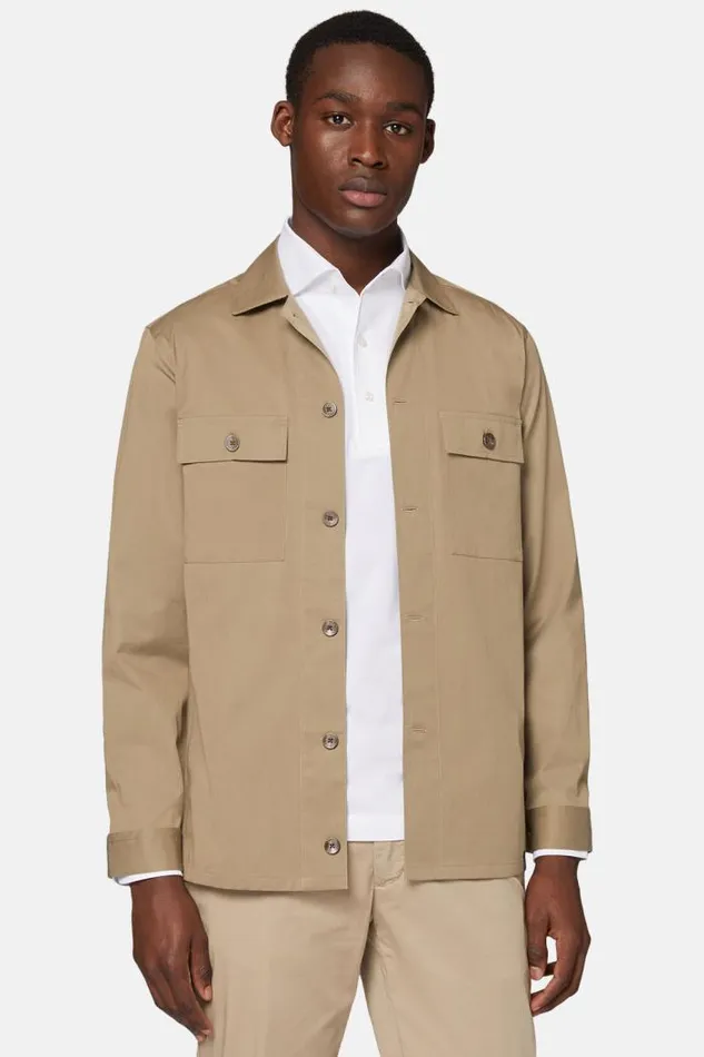 Overshirts Men Boggi Milano Dove Grey TencelCotton Camp Overshirt Taupe Overshirts Men Boggi Milano Dove Grey TencelCotton Camp Overshirt Taupe