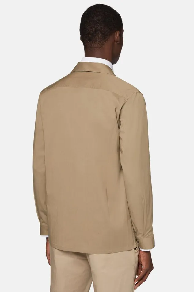 Overshirts Men Boggi Milano Dove Grey TencelCotton Camp Overshirt Taupe Overshirts Men Boggi Milano Dove Grey TencelCotton Camp Overshirt Taupe