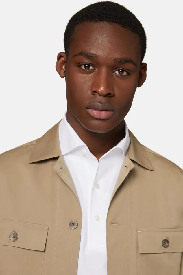 Overshirts Men Boggi Milano Dove Grey TencelCotton Camp Overshirt Taupe Overshirts Men Boggi Milano Dove Grey TencelCotton Camp Overshirt Taupe