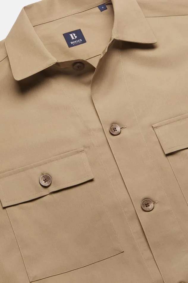 Overshirts Men Boggi Milano Dove Grey TencelCotton Camp Overshirt Taupe Overshirts Men Boggi Milano Dove Grey TencelCotton Camp Overshirt Taupe
