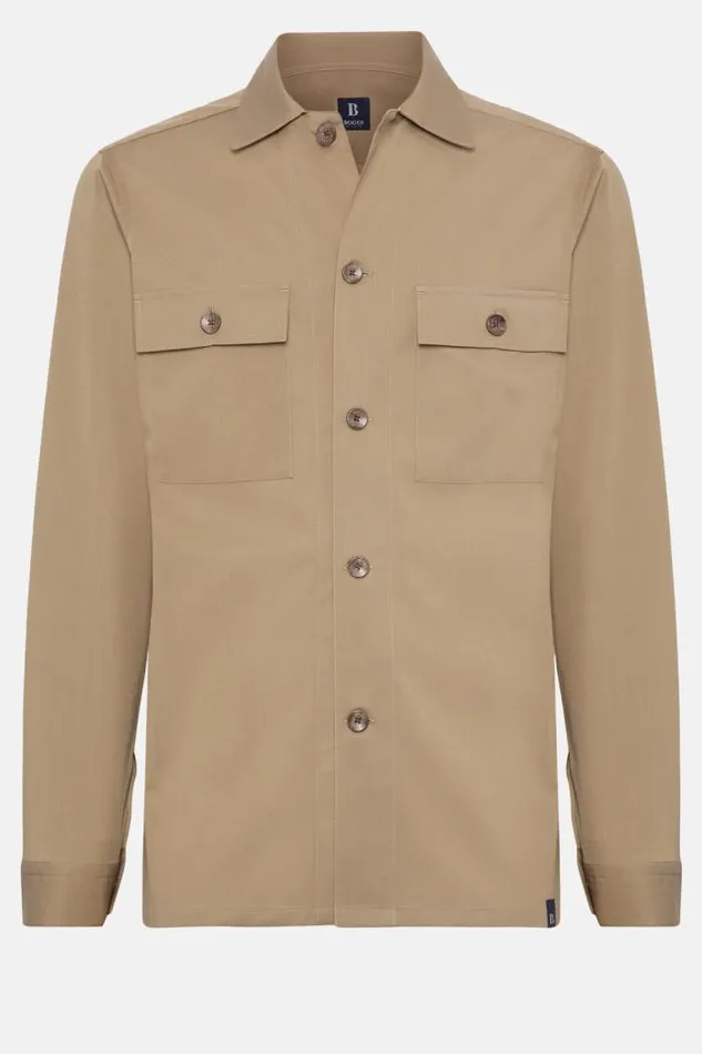 Overshirts Men Boggi Milano Dove Grey TencelCotton Camp Overshirt Taupe Overshirts Men Boggi Milano Dove Grey TencelCotton Camp Overshirt Taupe