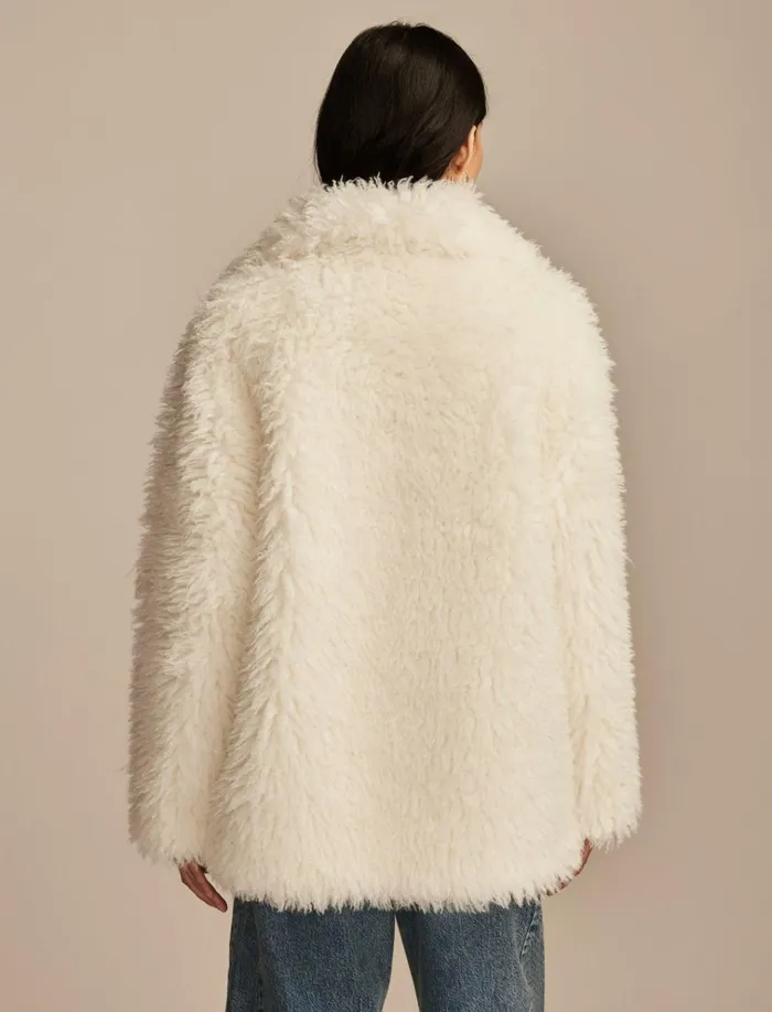 Oversized Faux Fur Jacket Cream Women Lucky Brand Jackets and Outerwear
