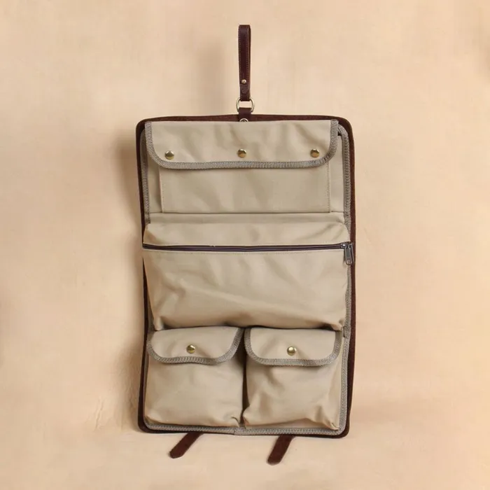 Packs and Bags Men Orvis Genuine Leather Shave Kit Brown