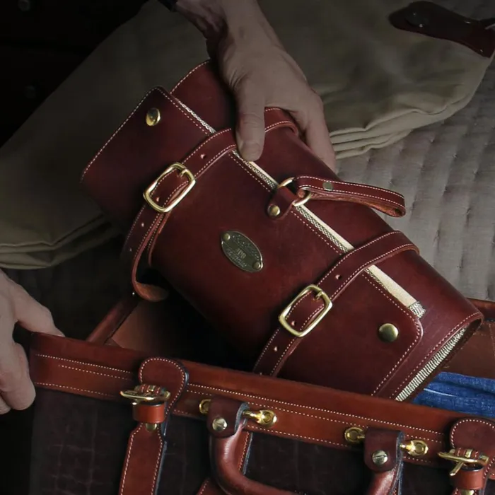 Packs and Bags Men Orvis Genuine Leather Shave Kit Brown