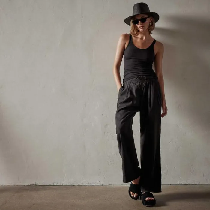 PantsDenim Women James Perse Canyon Linen Pant Black