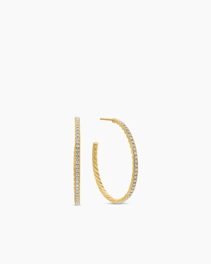 Pav Hoop Earrings In 18K Yellow Gold With Diamonds 38mm Women David Yurman Hoop Pav Hoop Earrings In 18K Yellow Gold With Diamonds 38mm Women David Yurman Hoop