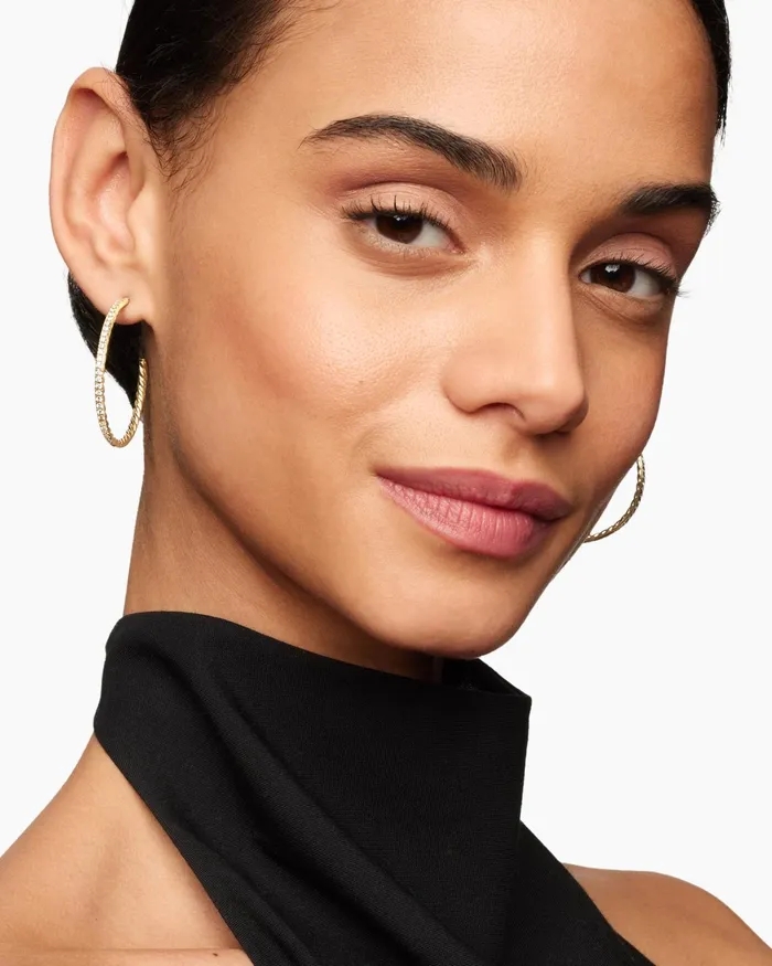 Pav Hoop Earrings In 18K Yellow Gold With Diamonds 38mm Women David Yurman Hoop Pav Hoop Earrings In 18K Yellow Gold With Diamonds 38mm Women David Yurman Hoop