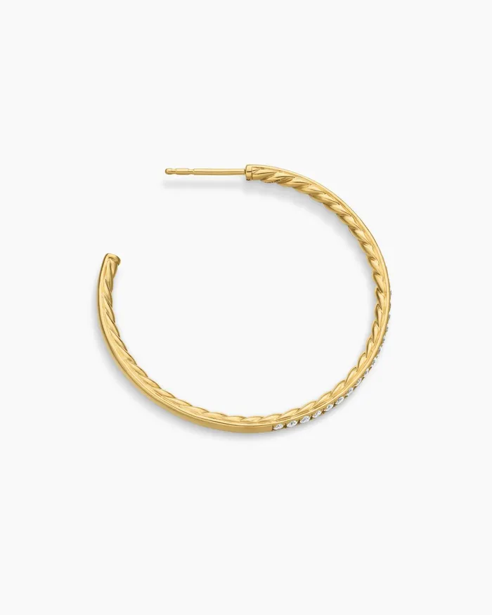 Pav Hoop Earrings In 18K Yellow Gold With Diamonds 38mm Women David Yurman Hoop Pav Hoop Earrings In 18K Yellow Gold With Diamonds 38mm Women David Yurman Hoop