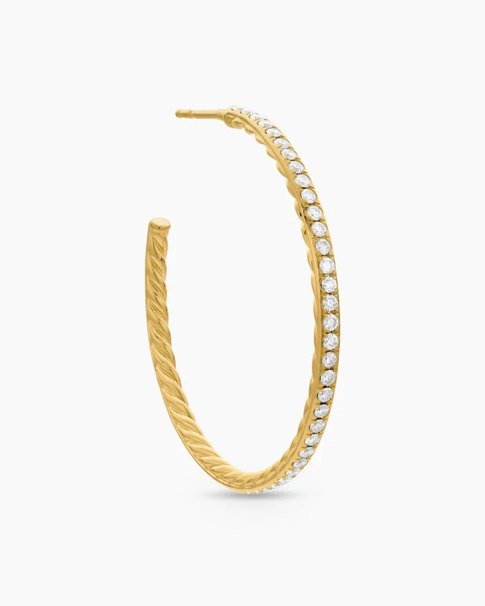 Pav Hoop Earrings In 18K Yellow Gold With Diamonds 38mm Women David Yurman Hoop Pav Hoop Earrings In 18K Yellow Gold With Diamonds 38mm Women David Yurman Hoop