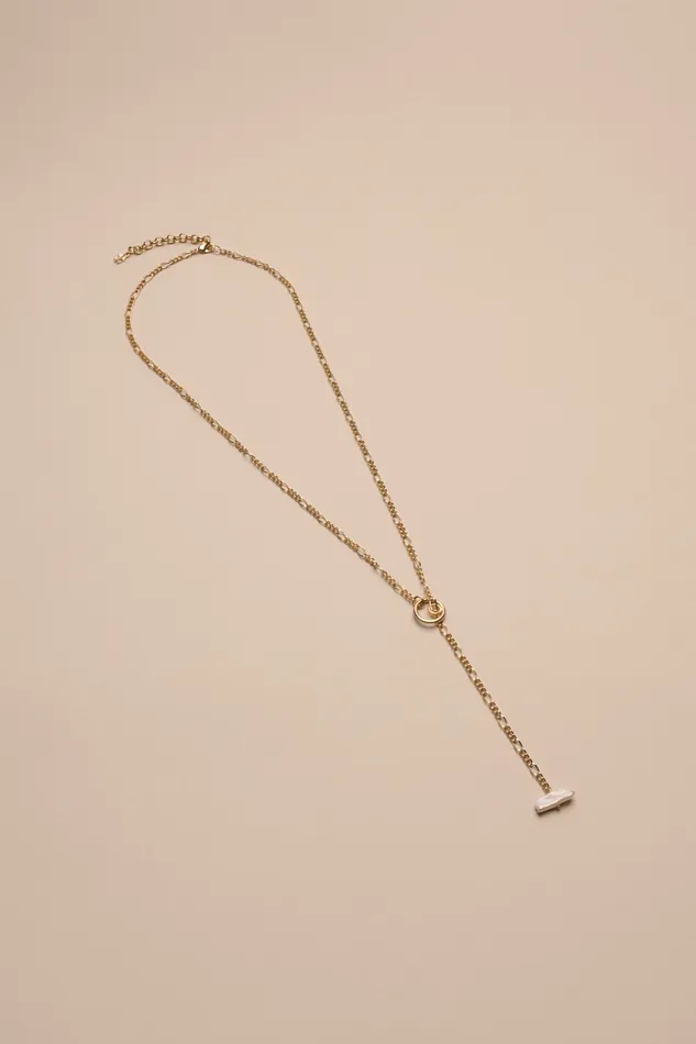 Pearl Loop Y Necklace Gold Women Lucky Brand Jewelry