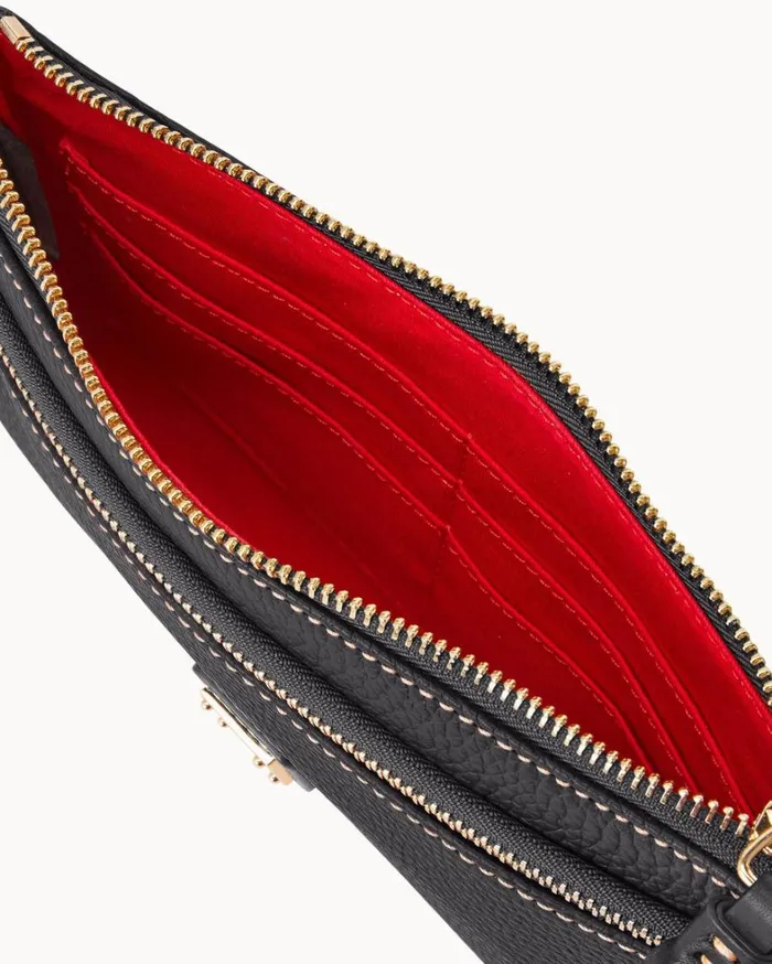 Pebble Grain Double Zip Wristlet Black Black Women Dooney and Bourke Wallets Pebble Grain Double Zip Wristlet Black Black Women Dooney and Bourke Wallets