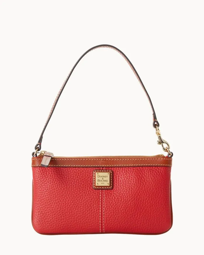 Pebble Grain Large Slim Wristlet Red Women Dooney and Bourke Wallets
