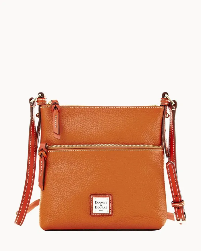 Pebble Grain Letter Carrier Caramel Women Dooney and Bourke Crossbodies