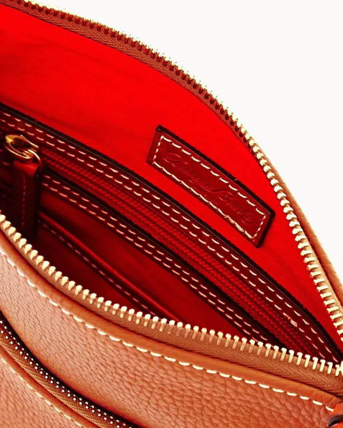 Pebble Grain Letter Carrier Caramel Women Dooney and Bourke Crossbodies Pebble Grain Letter Carrier Caramel Women Dooney and Bourke Crossbodies