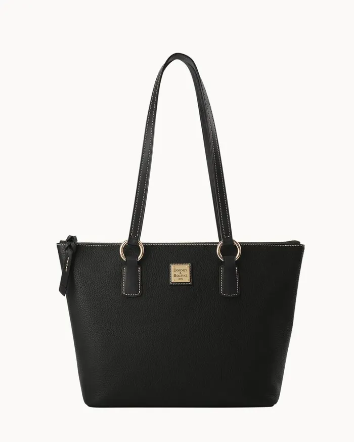 Pebble Grain Small Wren Zip Tote Black Black Women Dooney and Bourke Totes