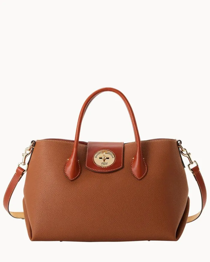 Pebble Turnlock Handle Tote 30 Caramel Women Dooney and Bourke Totes