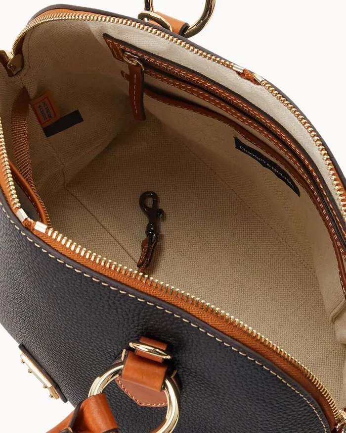 Pebble With Florentine Trim Domed Satchel Black Women Dooney and Bourke Satchels