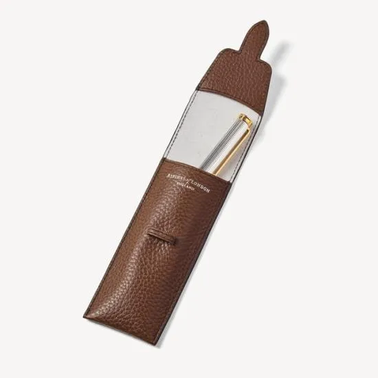 Pen Case Tobacco Pebble Women Aspinal Of London Luxury Engraved Pens