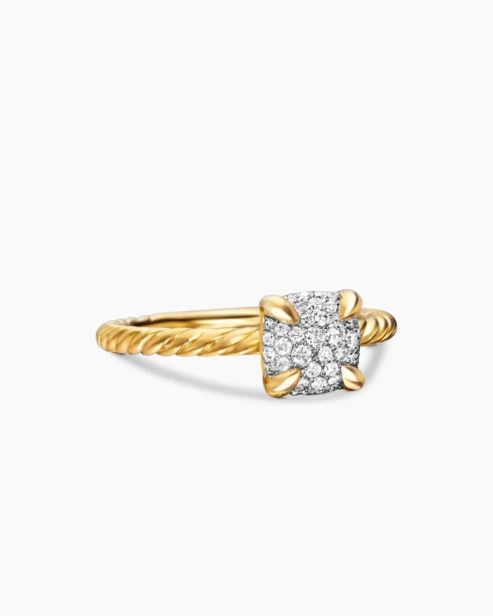 Petite Chatelaine Ring In 18K Yellow Gold With Pav 7mm Women David Yurman Petite Petite Chatelaine Ring In 18K Yellow Gold With Pav 7mm Women David Yurman Petite