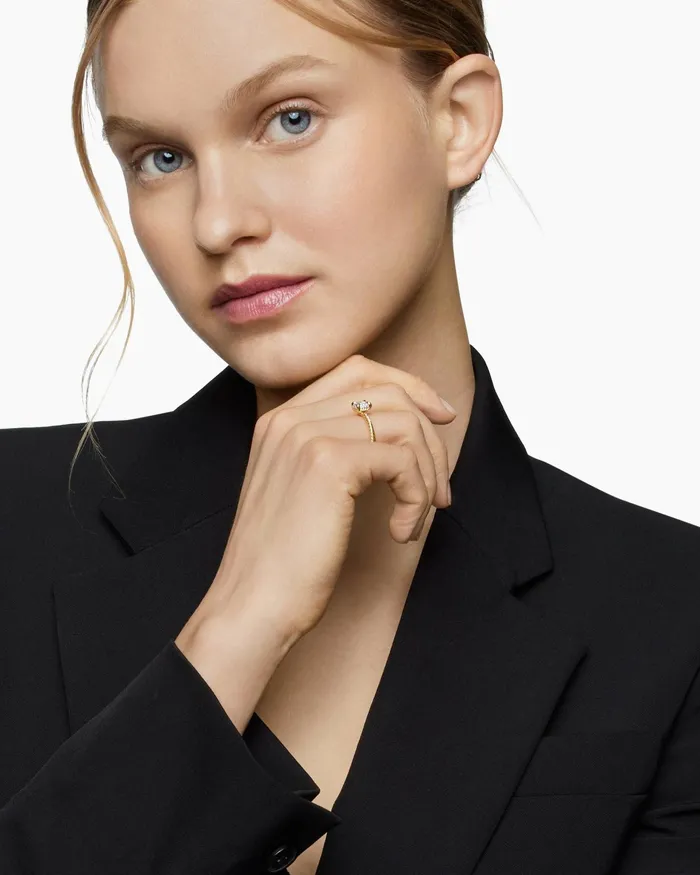 Petite Chatelaine Ring In 18K Yellow Gold With Pav 7mm Women David Yurman Petite Petite Chatelaine Ring In 18K Yellow Gold With Pav 7mm Women David Yurman Petite