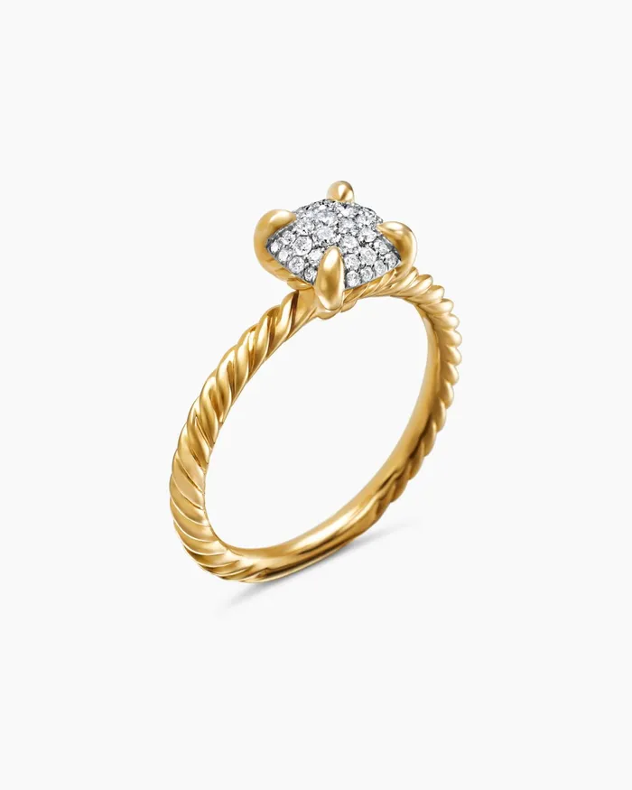 Petite Chatelaine Ring In 18K Yellow Gold With Pav 7mm Women David Yurman Petite Petite Chatelaine Ring In 18K Yellow Gold With Pav 7mm Women David Yurman Petite
