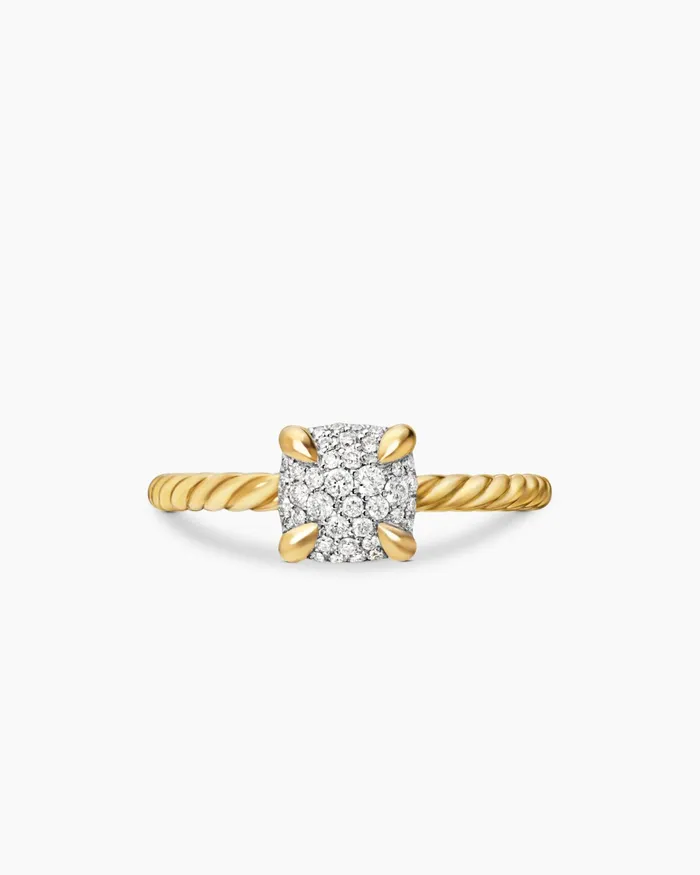 Petite Chatelaine Ring In 18K Yellow Gold With Pav 7mm Women David Yurman Petite Petite Chatelaine Ring In 18K Yellow Gold With Pav 7mm Women David Yurman Petite