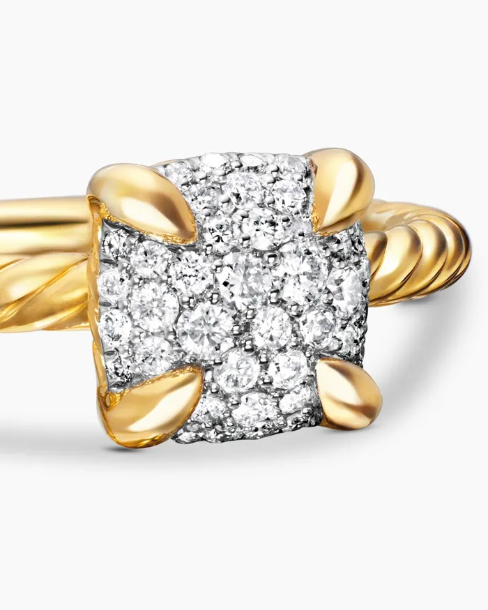 Petite Chatelaine Ring In 18K Yellow Gold With Pav 7mm Women David Yurman Petite Petite Chatelaine Ring In 18K Yellow Gold With Pav 7mm Women David Yurman Petite