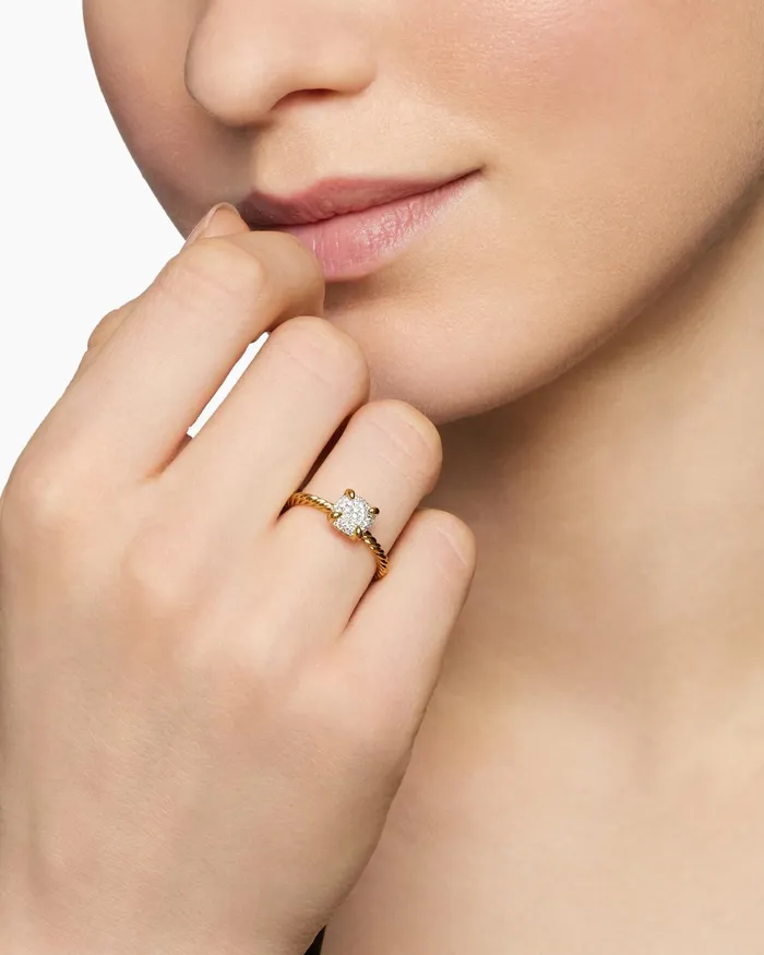 Petite Chatelaine Ring In 18K Yellow Gold With Pav 7mm Women David Yurman Petite Petite Chatelaine Ring In 18K Yellow Gold With Pav 7mm Women David Yurman Petite