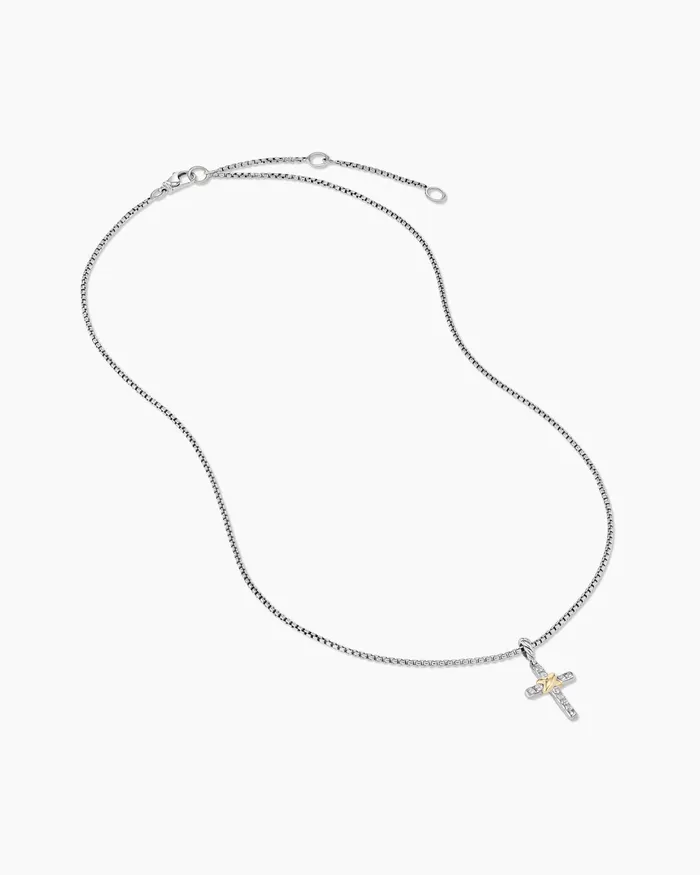 Petite Cross Necklace In Sterling Silver With 18K Yellow Gold With Diamonds 208mm Women David Yurman Pendant Petite Cross Necklace In Sterling Silver With 18K Yellow Gold With Diamonds 208mm Women David Yurman Pendant