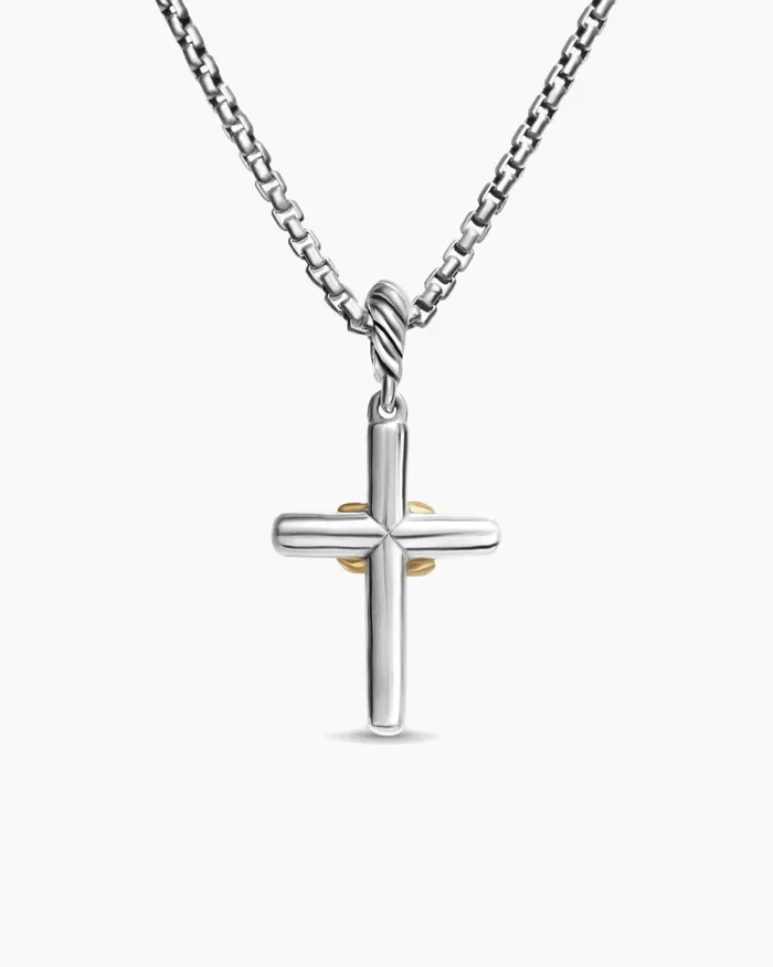 Petite Cross Necklace In Sterling Silver With 18K Yellow Gold With Diamonds 208mm Women David Yurman Pendant Petite Cross Necklace In Sterling Silver With 18K Yellow Gold With Diamonds 208mm Women David Yurman Pendant