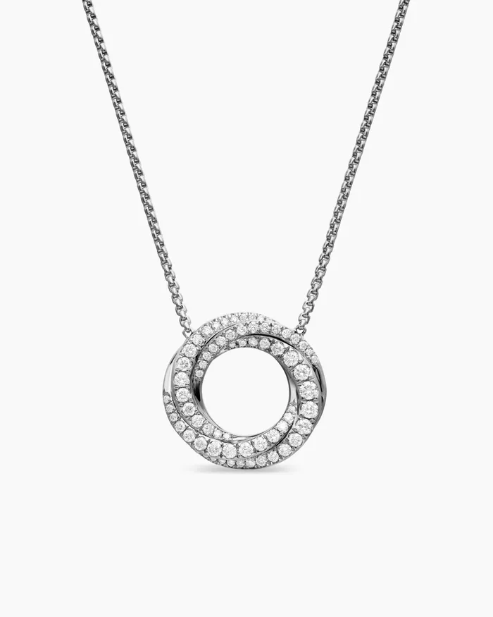 Petite Pav Crossover Pendant Necklace In 18K White Gold With Diamonds 155mm Women David Yurman Pendant Petite Pav Crossover Pendant Necklace In 18K White Gold With Diamonds 155mm Women David Yurman Pendant