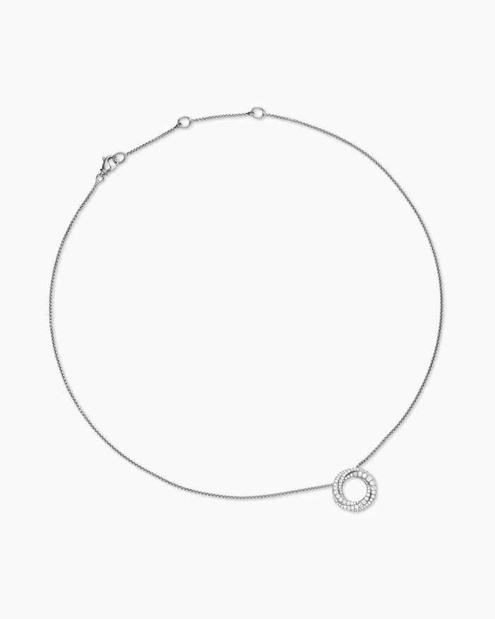 Petite Pav Crossover Pendant Necklace In 18K White Gold With Diamonds 155mm Women David Yurman Pendant Petite Pav Crossover Pendant Necklace In 18K White Gold With Diamonds 155mm Women David Yurman Pendant