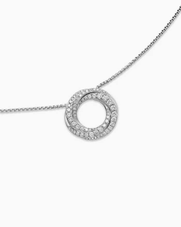 Petite Pav Crossover Pendant Necklace In 18K White Gold With Diamonds 155mm Women David Yurman Pendant Petite Pav Crossover Pendant Necklace In 18K White Gold With Diamonds 155mm Women David Yurman Pendant