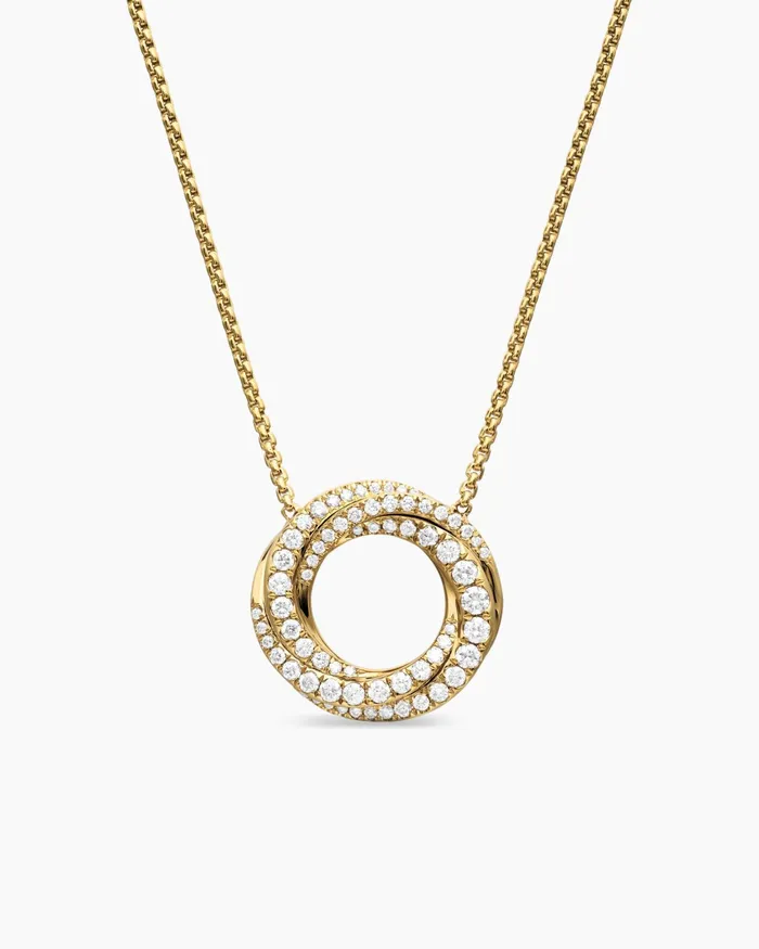 Petite Pav Crossover Pendant Necklace In 18K Yellow Gold With Diamonds 155mm Women David Yurman Pendant Petite Pav Crossover Pendant Necklace In 18K Yellow Gold With Diamonds 155mm Women David Yurman Pendant