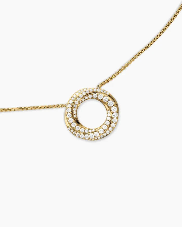 Petite Pav Crossover Pendant Necklace In 18K Yellow Gold With Diamonds 155mm Women David Yurman Pendant Petite Pav Crossover Pendant Necklace In 18K Yellow Gold With Diamonds 155mm Women David Yurman Pendant