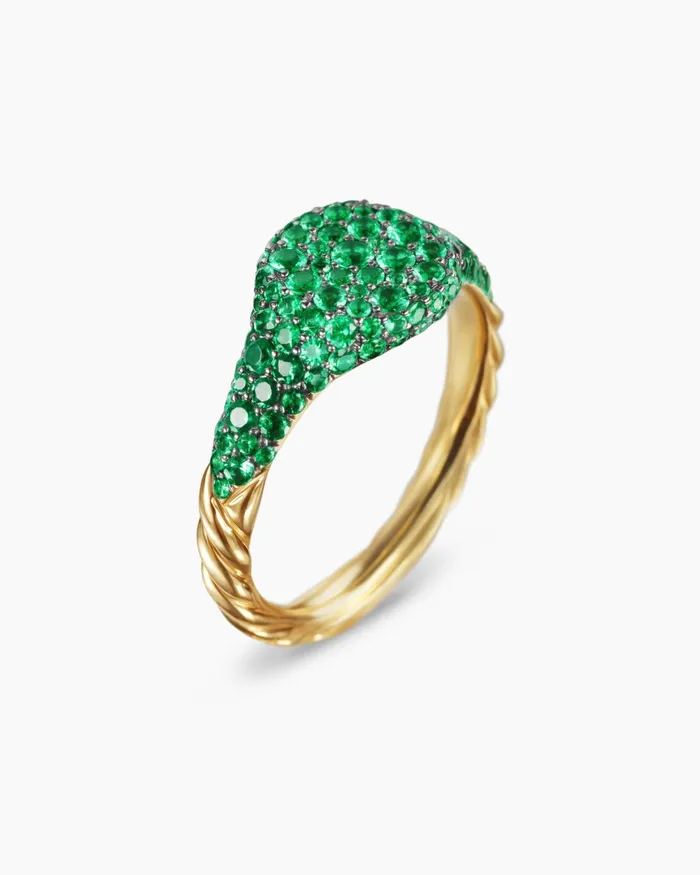 Petite Pav Pinky Ring In 18K Yellow Gold 7mm Women David Yurman Pinky Petite Pav Pinky Ring In 18K Yellow Gold 7mm Women David Yurman Pinky