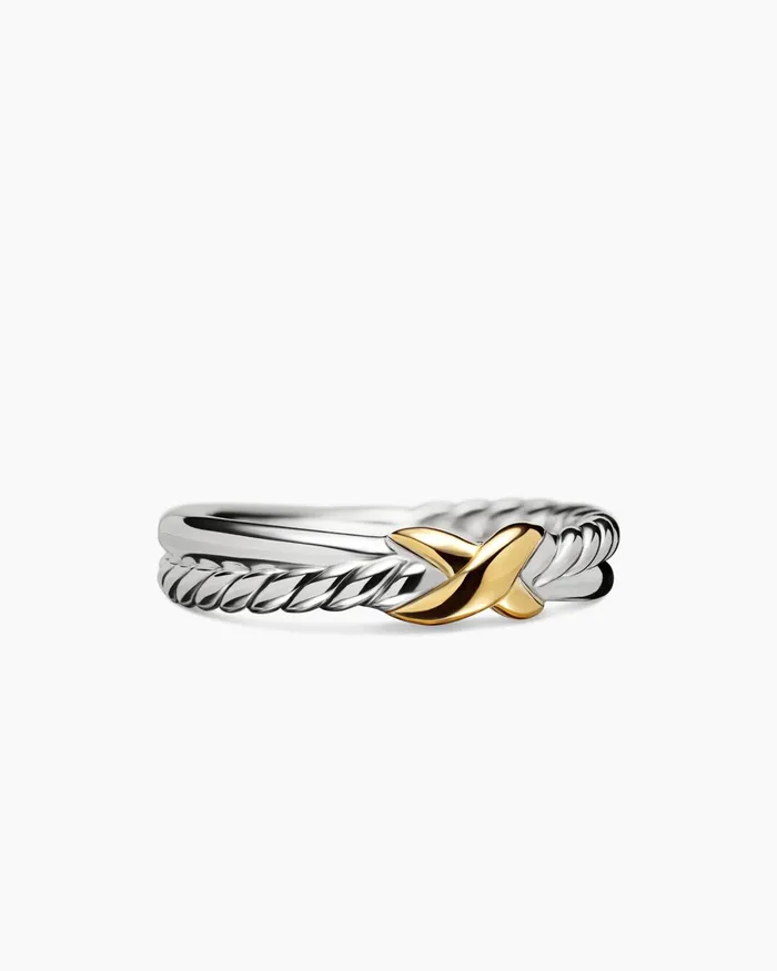 Petite X Ring In Sterling Silver With 18K Yellow Gold 4mm Women David Yurman Petite Petite X Ring In Sterling Silver With 18K Yellow Gold 4mm Women David Yurman Petite