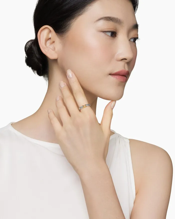 Petite X Ring In Sterling Silver With 18K Yellow Gold 4mm Women David Yurman Petite Petite X Ring In Sterling Silver With 18K Yellow Gold 4mm Women David Yurman Petite