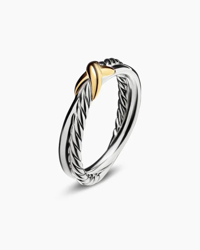 Petite X Ring In Sterling Silver With 18K Yellow Gold 4mm Women David Yurman Petite Petite X Ring In Sterling Silver With 18K Yellow Gold 4mm Women David Yurman Petite