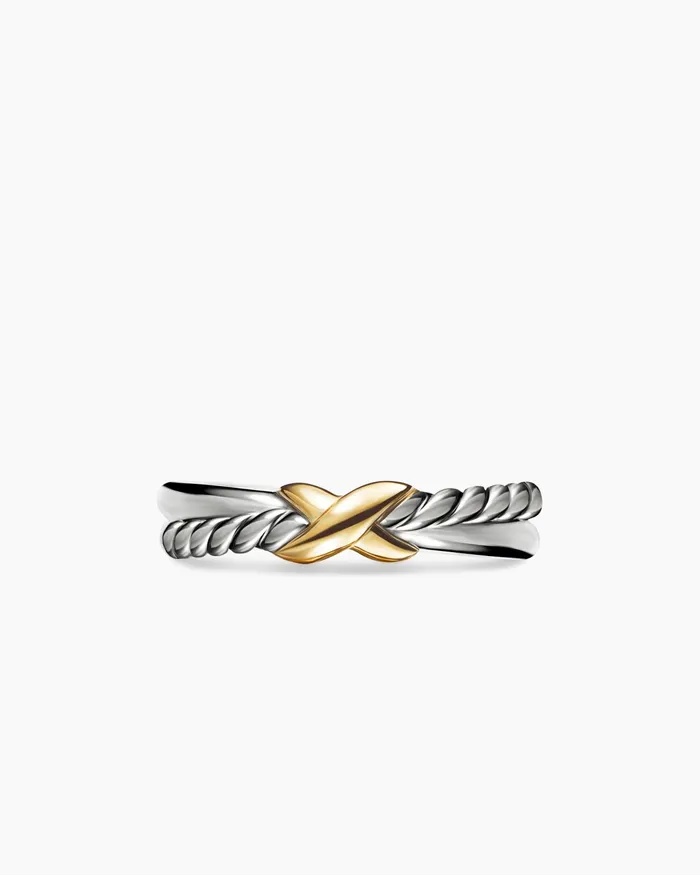 Petite X Ring In Sterling Silver With 18K Yellow Gold 4mm Women David Yurman Petite Petite X Ring In Sterling Silver With 18K Yellow Gold 4mm Women David Yurman Petite