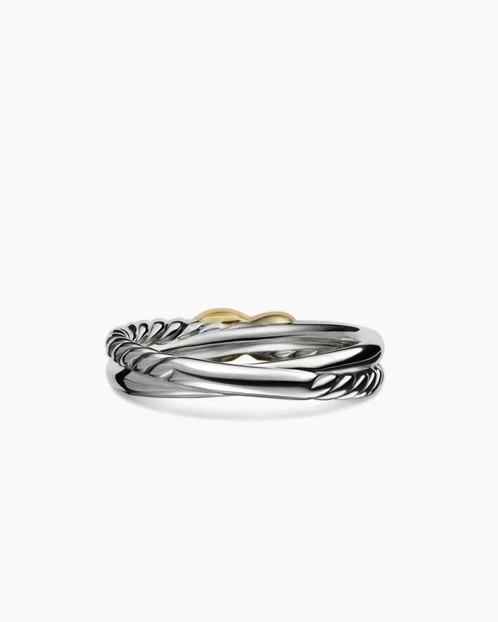 Petite X Ring In Sterling Silver With 18K Yellow Gold 4mm Women David Yurman Petite Petite X Ring In Sterling Silver With 18K Yellow Gold 4mm Women David Yurman Petite